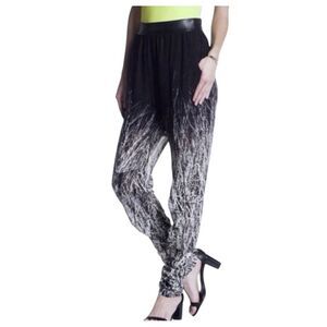 Tov Los‎ Angeles Pants Leather Waist Mesh Artsy Lagenlook Trouser Ankle Sz 38